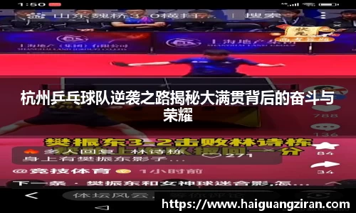 杭州乒乓球队逆袭之路揭秘大满贯背后的奋斗与荣耀